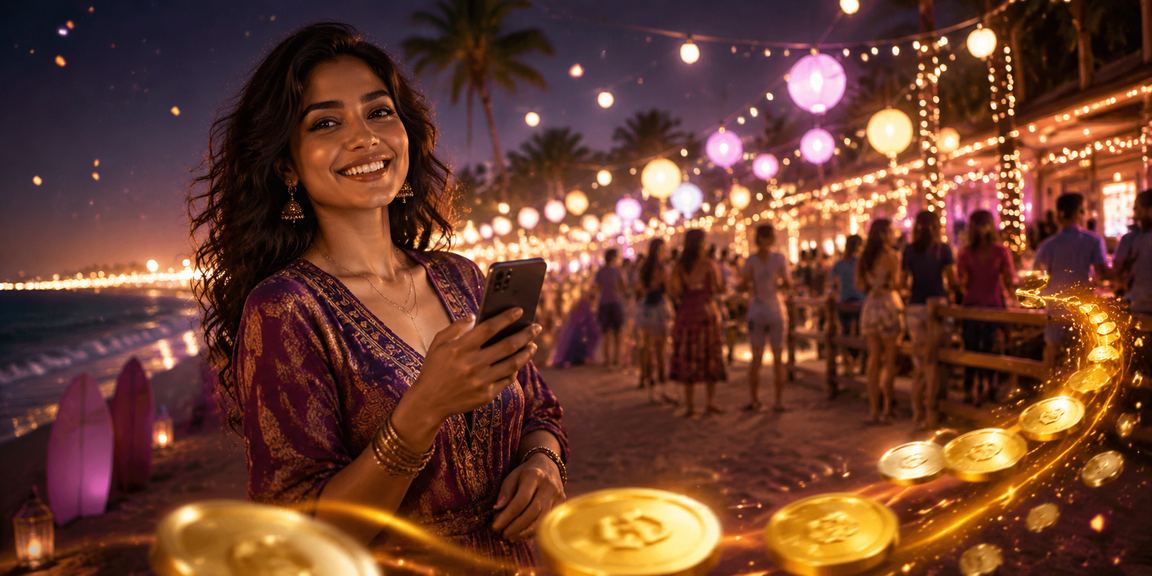 Mobile payment on beach in India