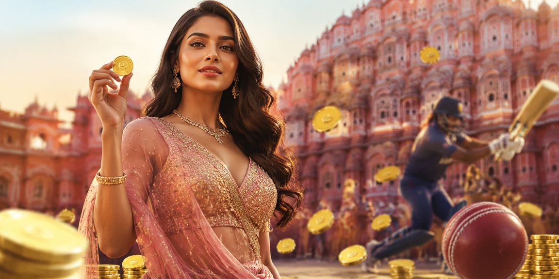 Jaipur cricket betting scene with Hawa Mahal and Bollywood theme
